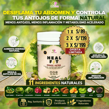HEAL FIT (BATIDO NATURAL CON 11 SUPER INGREDIENTES PARA CONTROL DE ANTOJOS )