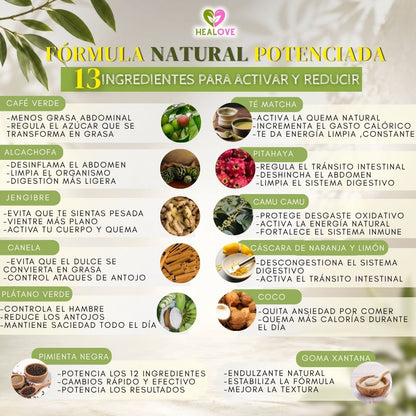 HEAL FIT (BATIDO NATURAL CON 13 SUPER INGREDIENTES PARA CONTROL DE ANTOJOS )