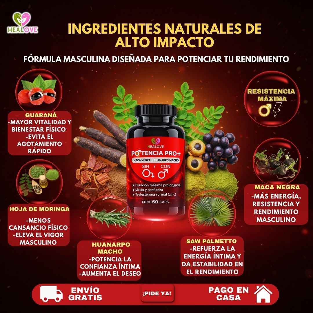 POTENCIA PRO PLUS ( CON MACA NEGRA + HUANARCO MACHO)