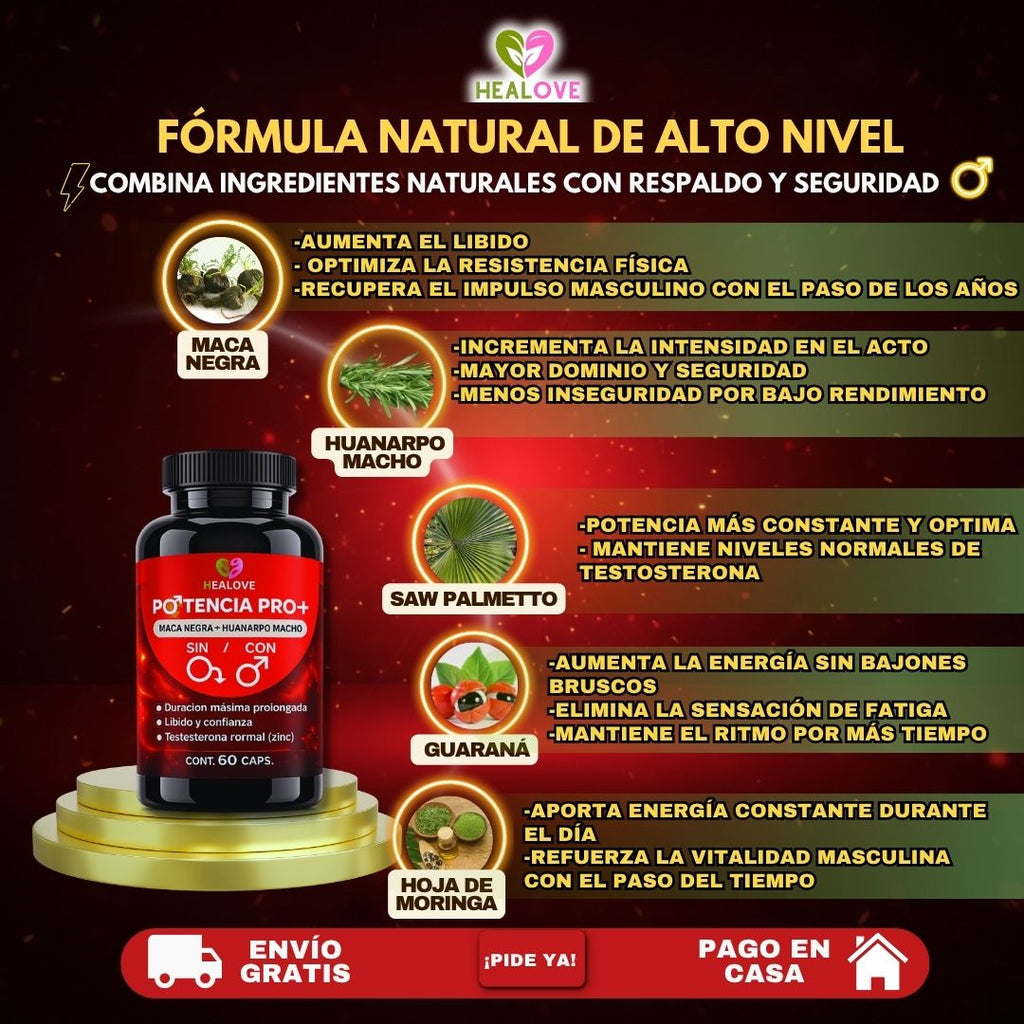 POTENCIA PRO PLUS ( CON MACA NEGRA + HUANARCO MACHO)