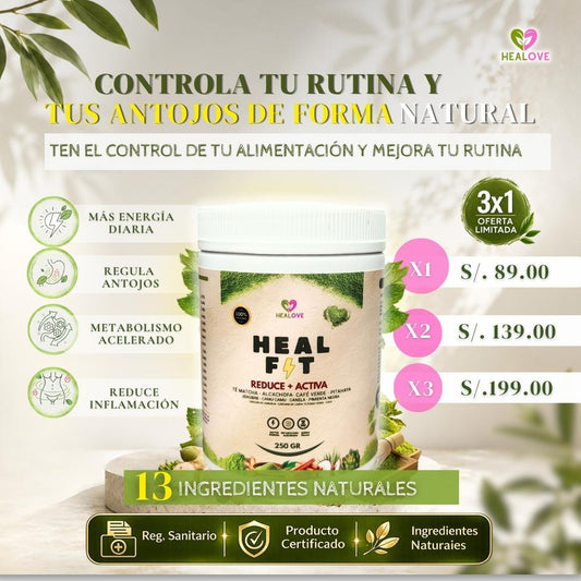 HEAL FIT (BATIDO NATURAL CON 13 SUPER INGREDIENTES PARA CONTROL DE ANTOJOS )